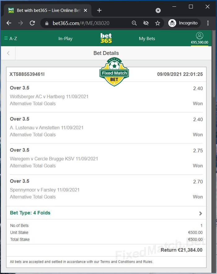 Ticket 4 Combo multi Bet Matches