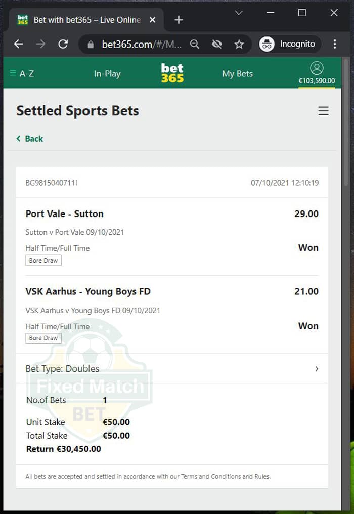 Double HT FT Fixed Bets Today