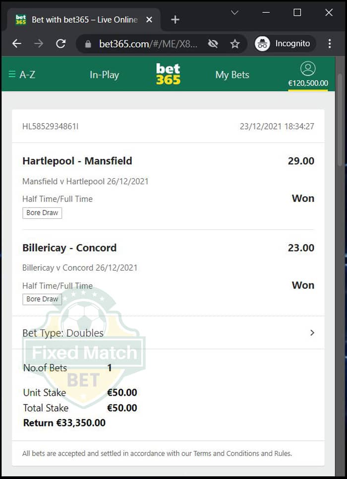 HT FT Fixed Odds Double Bet
