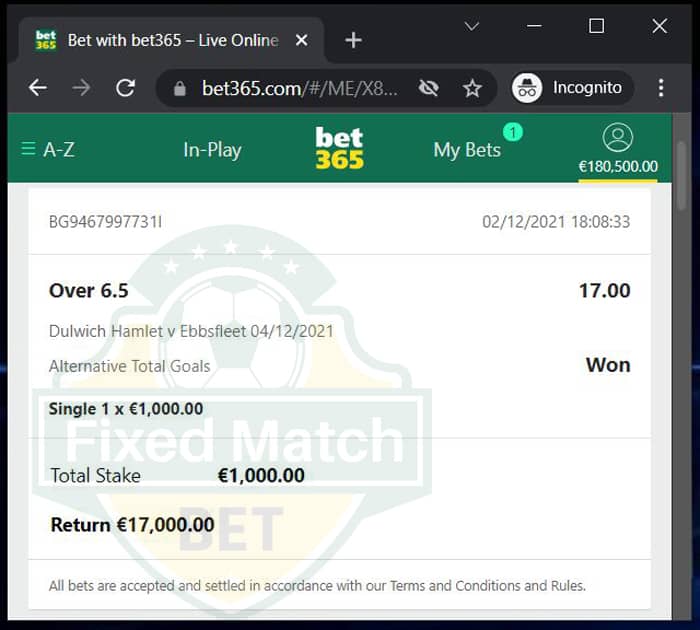 Over Goals Fixed Match Single