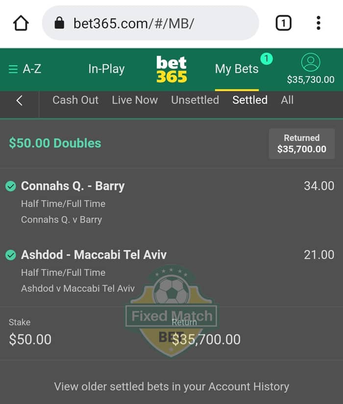 Double HT FT Fixed Bet 100% Sure