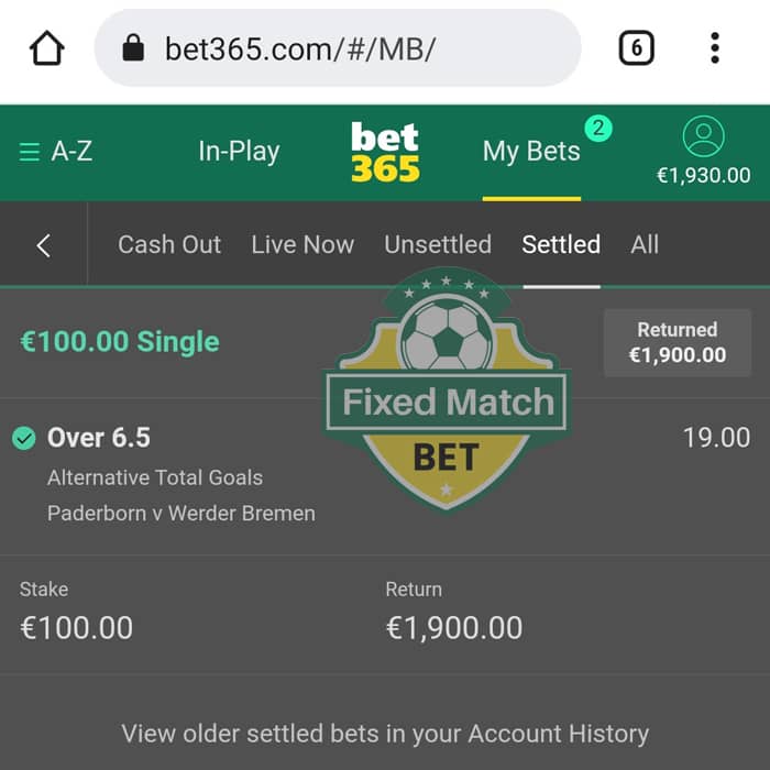 Fixed Match Single Bet Saturday