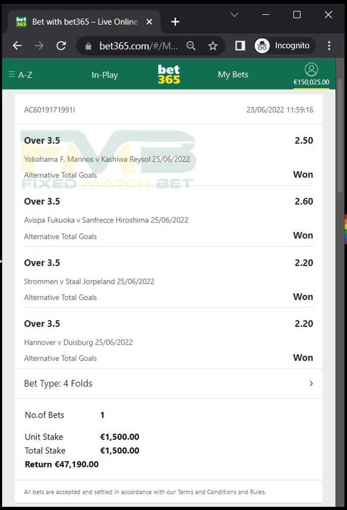 ticket multibets fixed matches big odds