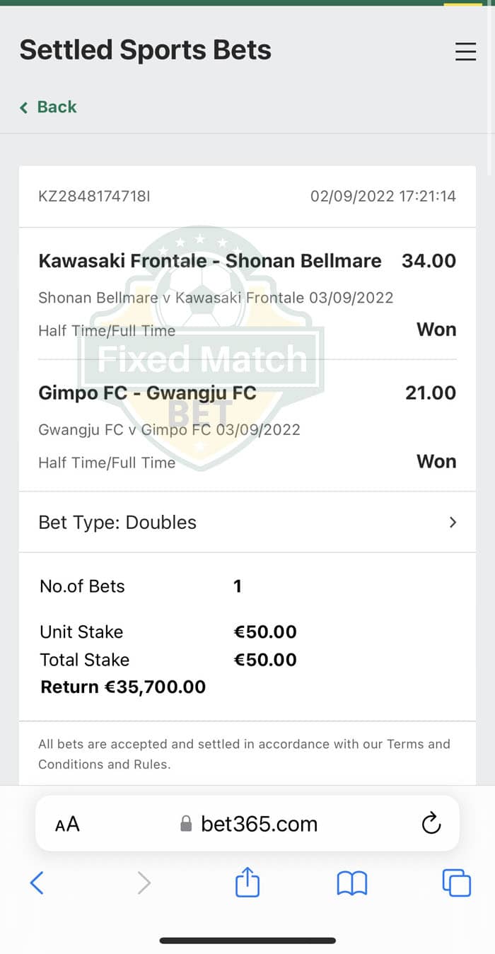 double ticket big odds fixed matches