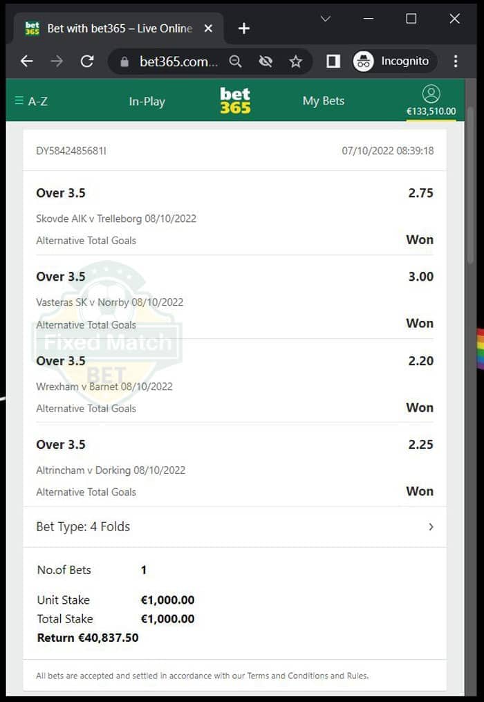 combo ticket vip fixed matches