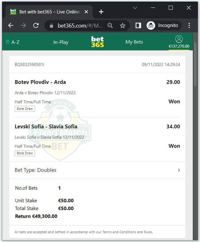 best double bet ht ft fixed odds matches
