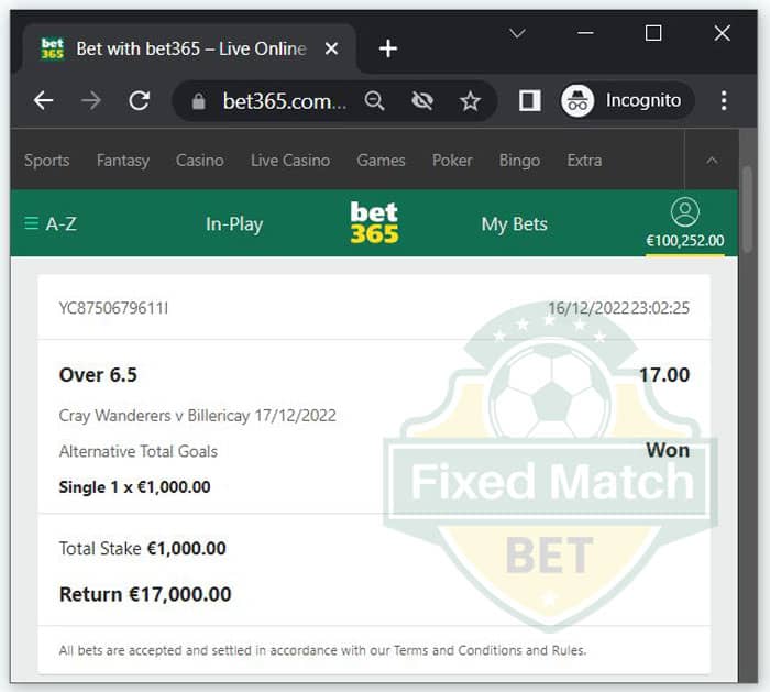 match fixed betting odds football