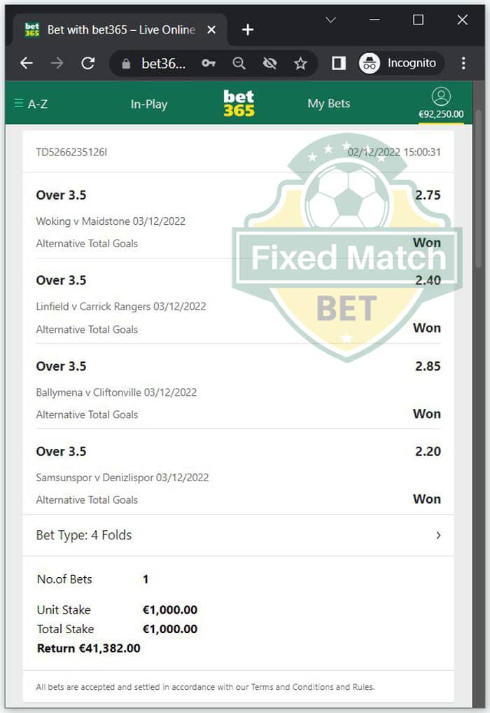 multi bets fixed matches ticket