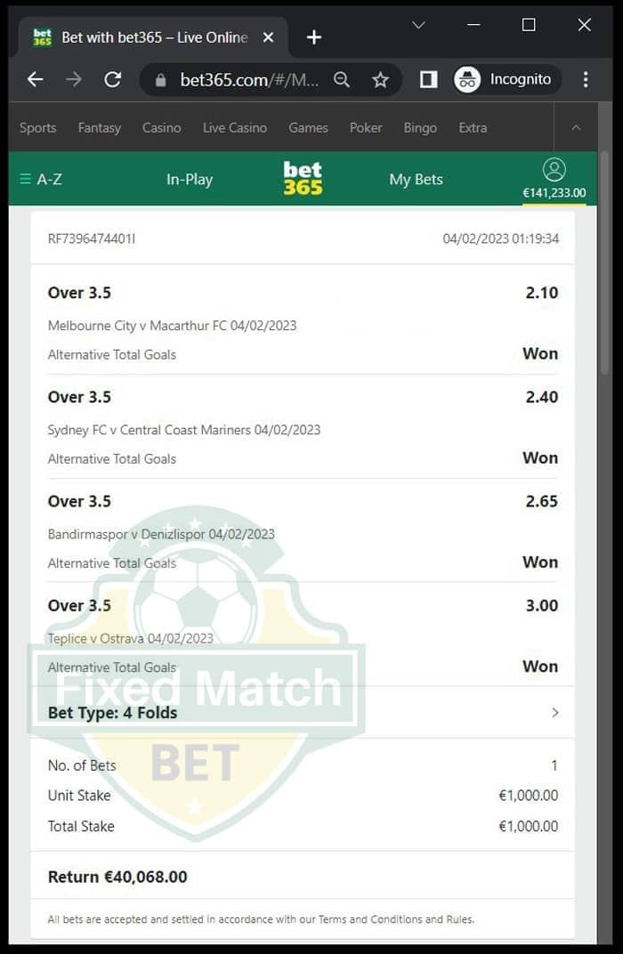 Combo Fixed Bets Big Odds