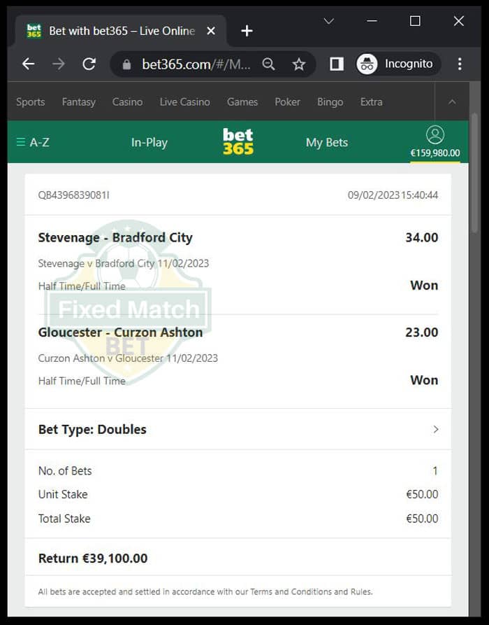 double ht ft bet fixed matches big odds