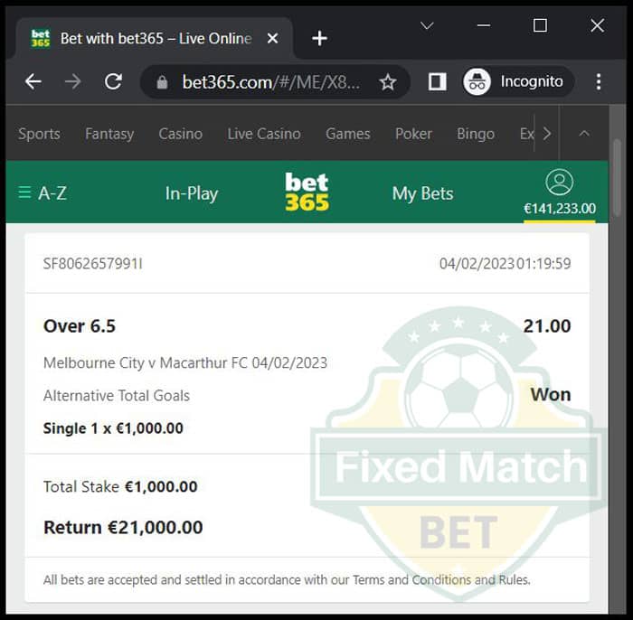 match fixed odds single bet