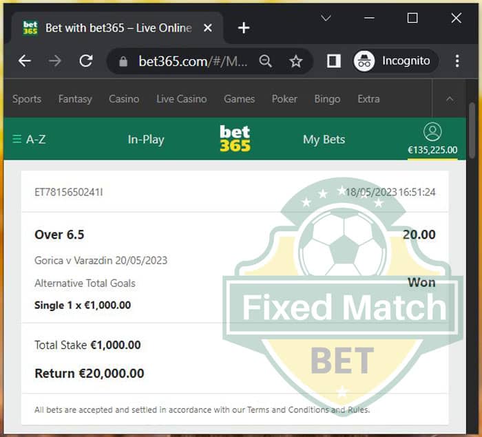 fixed bet match single odds ht ft