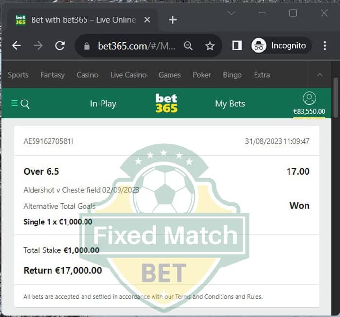 fixed match correct bets