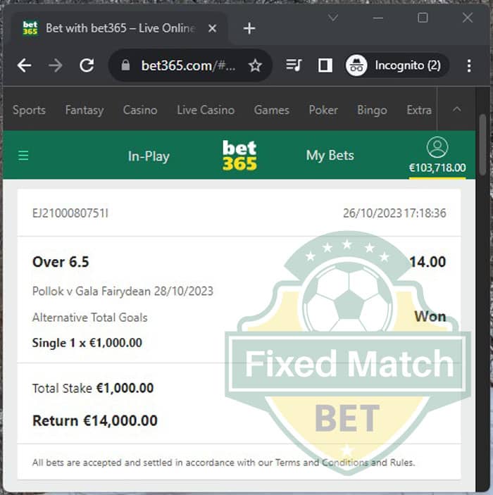 match fixed sure odds betting