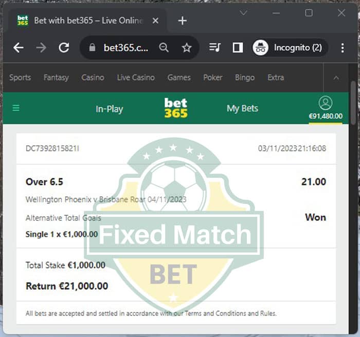 fixed match single bet halftime fulltime
