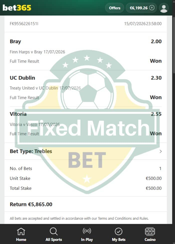 17.07.2026 VIP Fixed Bets 1x2 17.07.2026 VIP Fixed Bets 1x2