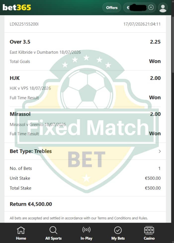 18.07.2026 Sure Win Fixed Odds 1x2 18.07.2026 Sure Win Fixed Odds 1x2